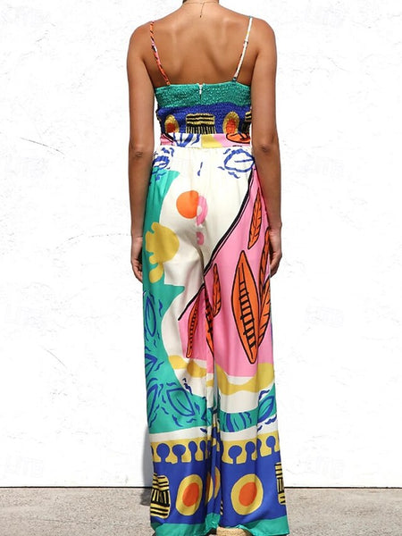 Women's Normal Jumpsuit Streetwear Floral Sleeveless V Neck