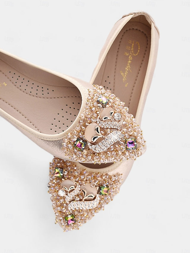 Women's with Black Flats Ballet Rhinestone Foldable FashionChic