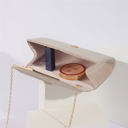 Evening with Glitter Women's Clutch Bag Gold Metal Elegant FashionChic