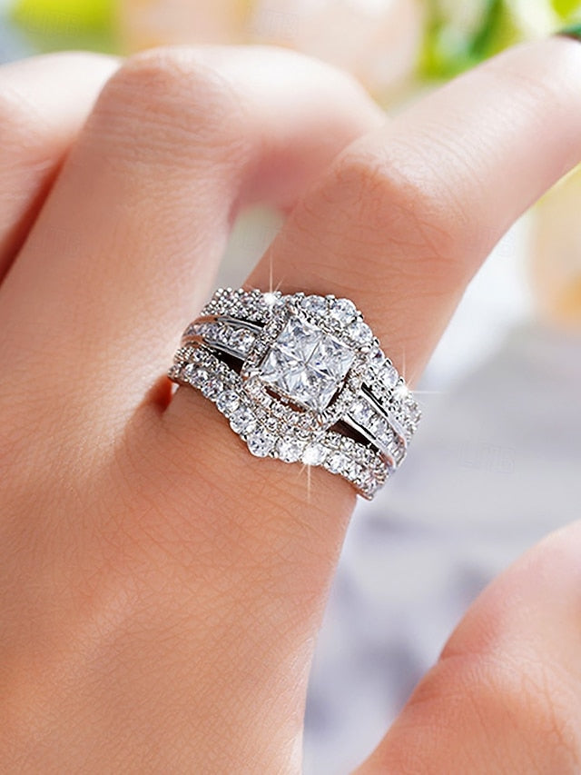 with Set Wedding Luxury Ring Zirconia Cubic FashionChic