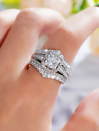 with Set Wedding Luxury Ring Zirconia Cubic FashionChic