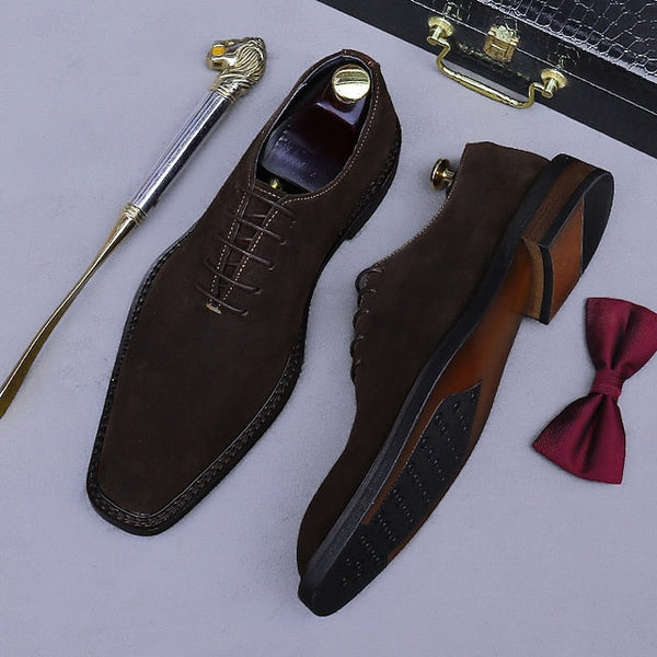 Oxford Dress Genuine Shoes Leather Suede Men's Cowhide - FashionChic