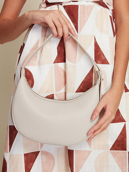 - Shoulder White Stylish Women's Elegant Crescent Bag FashionChic