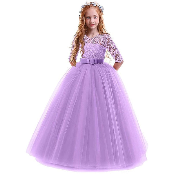 Dress Kids Flower Lace Years 3-13 Girl Princess Prom FashionChic