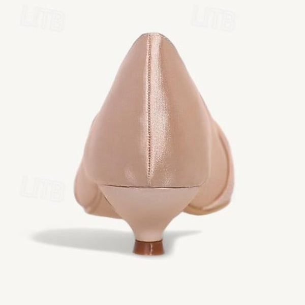 Kitten Satin Elegant Peep-Toe Heels Women's Pink - Blush FashionChic