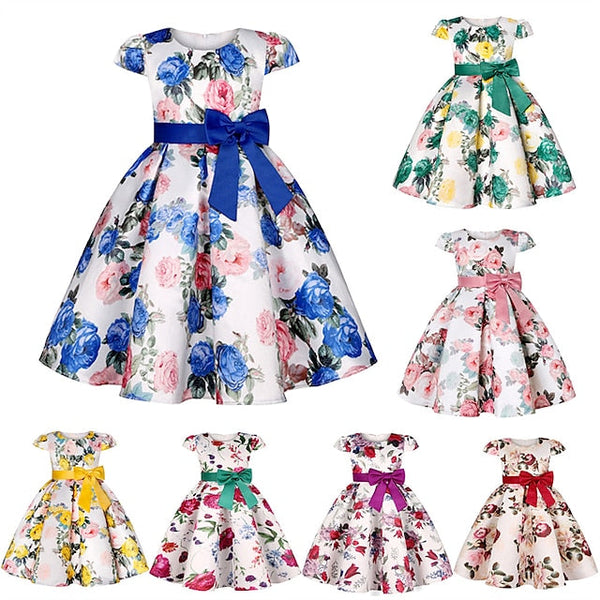 Kids Flower Dress Short Party Sleeve Floral Girls' FashionChic
