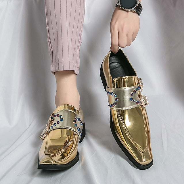 – Metallic Buckle Dress Men's Shoes Pink Fashion Loafers FashionChic