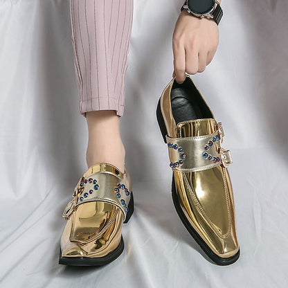 – Metallic Buckle Dress Men's Shoes Pink Fashion Loafers FashionChic