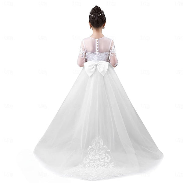 Long Kids Flower Girls' Color Solid Party Dress Girl FashionChic