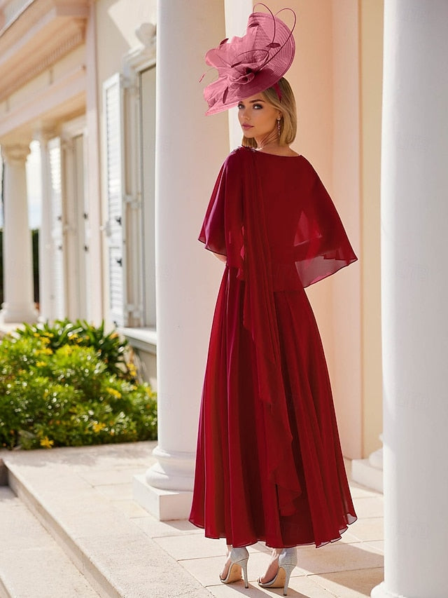 Bride of the Neck Elegant Ankle Dress Mother A-Line Bateau FashionChic