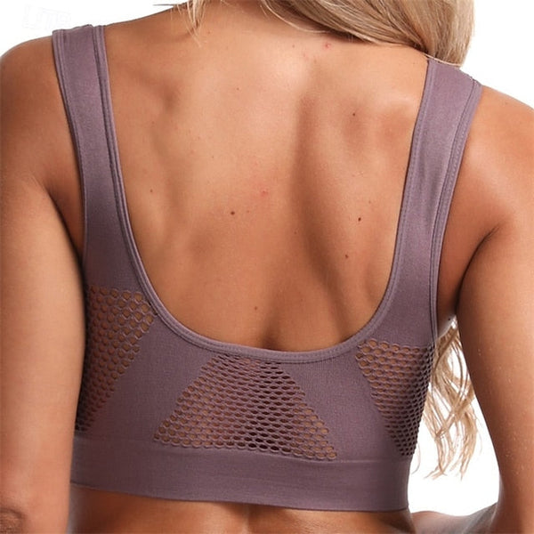Sports Bra Hollow Mesh Back Sports Bra Fitness Yoga Vest FashionChic