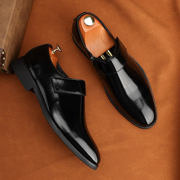 Dress Loafers Leather Brown Shoes Men's Business Slip-On FashionChic