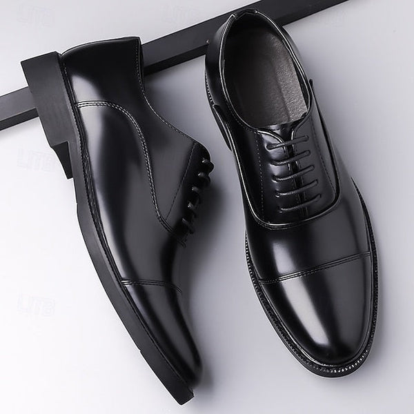 Shoes Dress Brown Oxford Design Cap-Toe Classic Men's – FashionChic