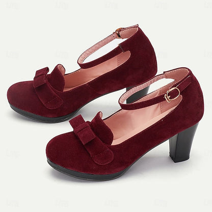 with Mary Bow Women's Heels - Jane Suede Detail Green FashionChic