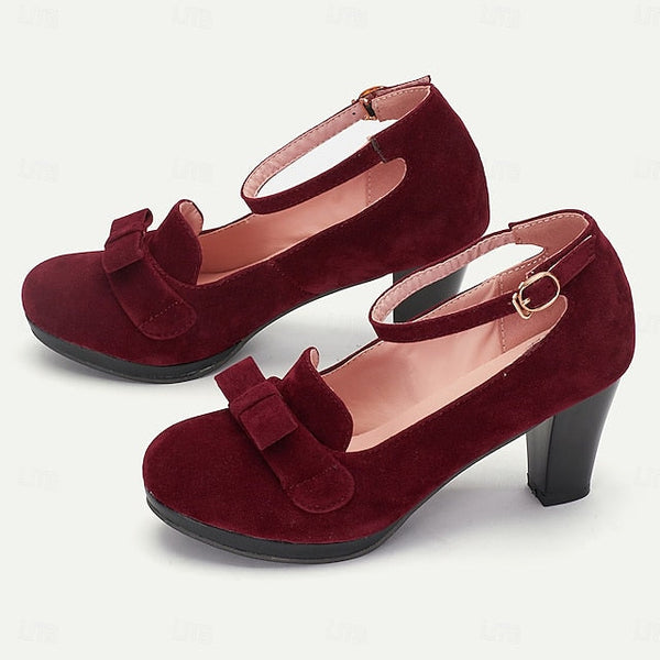 with Mary Bow Women's Heels - Jane Suede Detail Green FashionChic