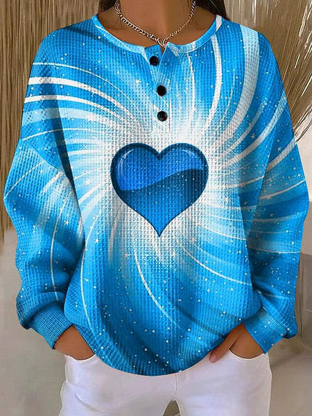 Women's Pullover Sweatshirt Heart Graphic Vintage Casual FashionChic