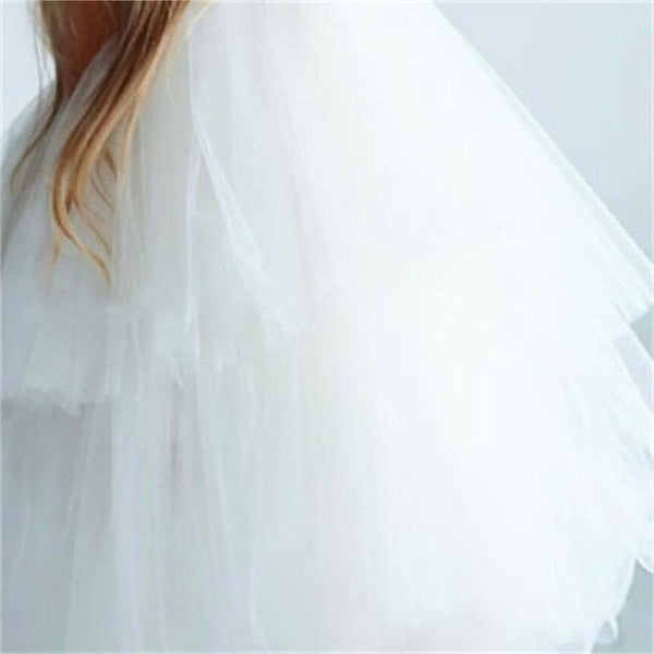 Wedding Color Girls' Sleeveless Party Solid Dress Mesh Kids FashionChic