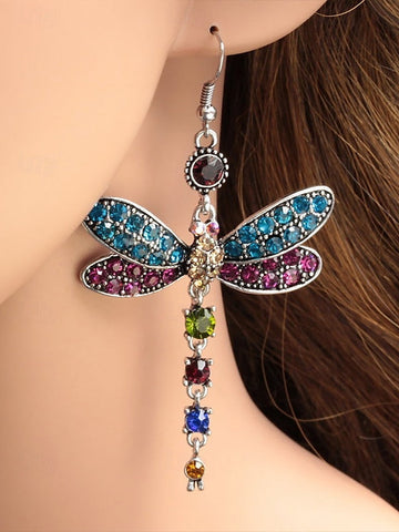 Earrings Colorful Vintage – Style Crystal Dragonfly FashionChic