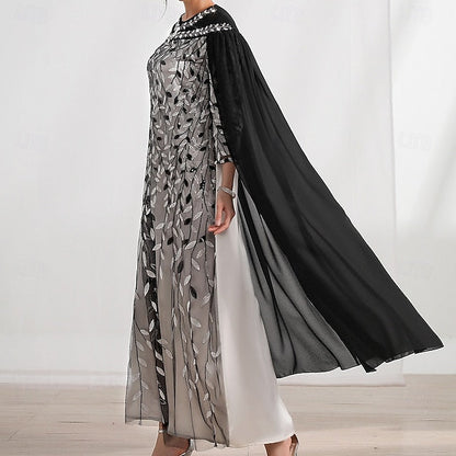 Cape Bride Neck A-Line the Crew Dress Elegant of Mother FashionChic