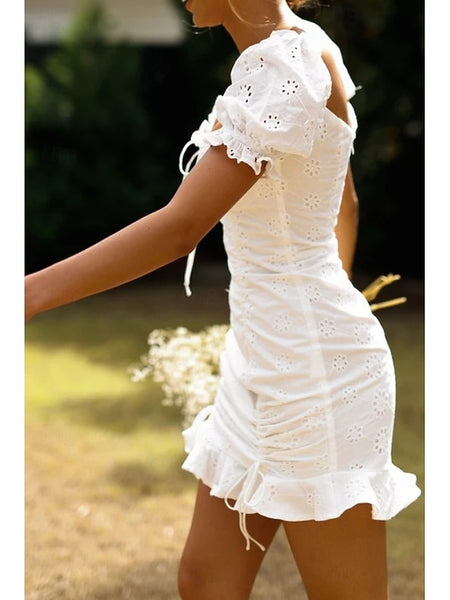Women's Mini Dress White Dress Graduation Dress Fashion
