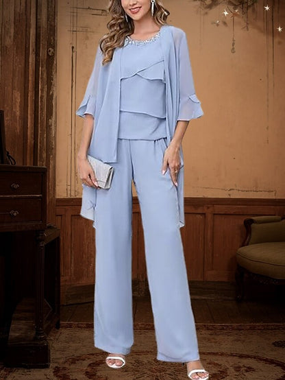 Piece Simple the Pantsuit Bride of 3 Mother Dress Elegant FashionChic