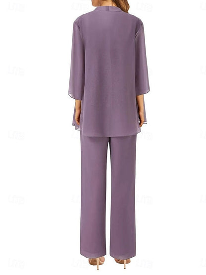 the Wedding of Elegant Simple Pantsuit Mother Bride Dress Guest FashionChic