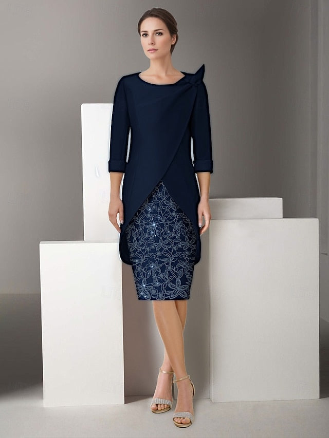 Sheath the of Piece Embroidered Mother Suit Two Dress Jacket FashionChic