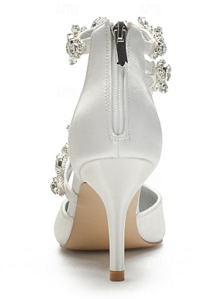 Purple Rhinestone Satin High Women's Shoes Heel with FashionChic