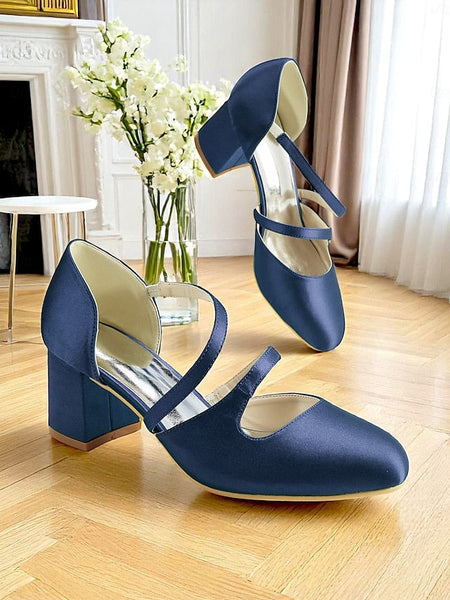 Green Elegant Women's Mary Heels 1950s Jane Satin Block – FashionChic