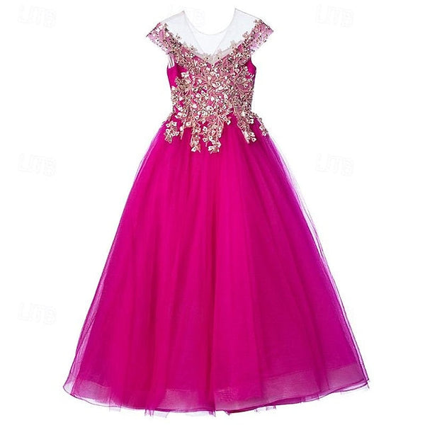 Girls' Short Kids Sleeve Color Solid Dress Party FashionChic