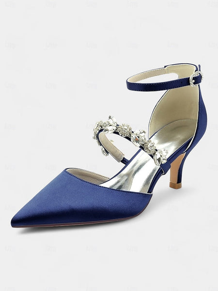 - Satin Embellishments Rhinestone Black Women's with Heels FashionChic