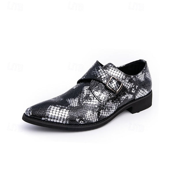 Formal Brown Print Snake Shoes Strap Monk Men Classic – for FashionChic