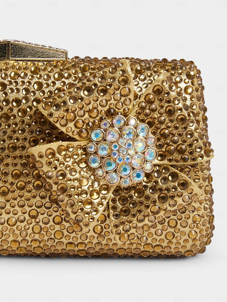 Clutch Heel Sparkling Bow Matching High with Sandals Rhinestone FashionChic