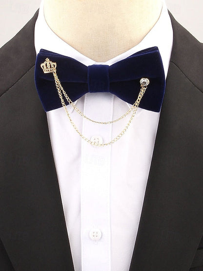 Crown Men's and with Bow Velvet Chain Detail Tie – FashionChic