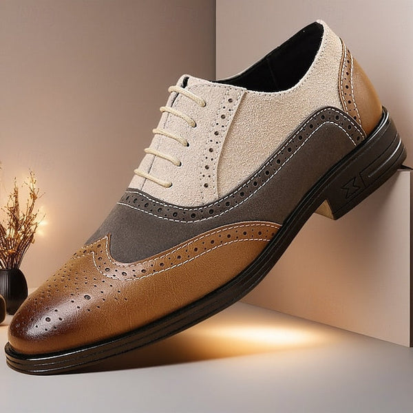 and Men's Oxford Gray Shoes Classic Brogue Brown Dress FashionChic