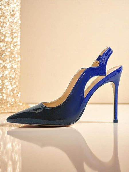 Slingback Women's Leather and Black Red Heels Patent FashionChic