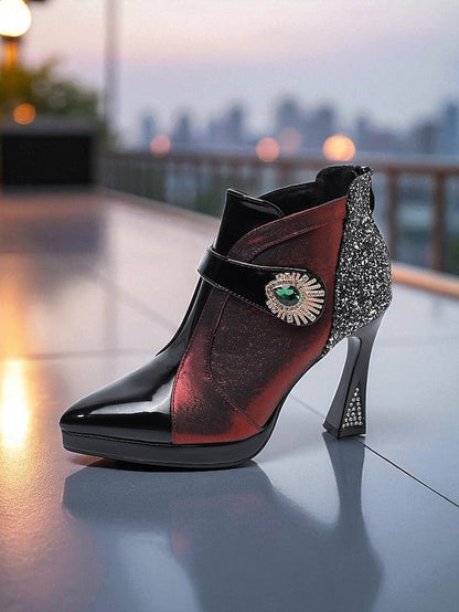 Heel Women's Ankle Glitter High Boots FashionChic