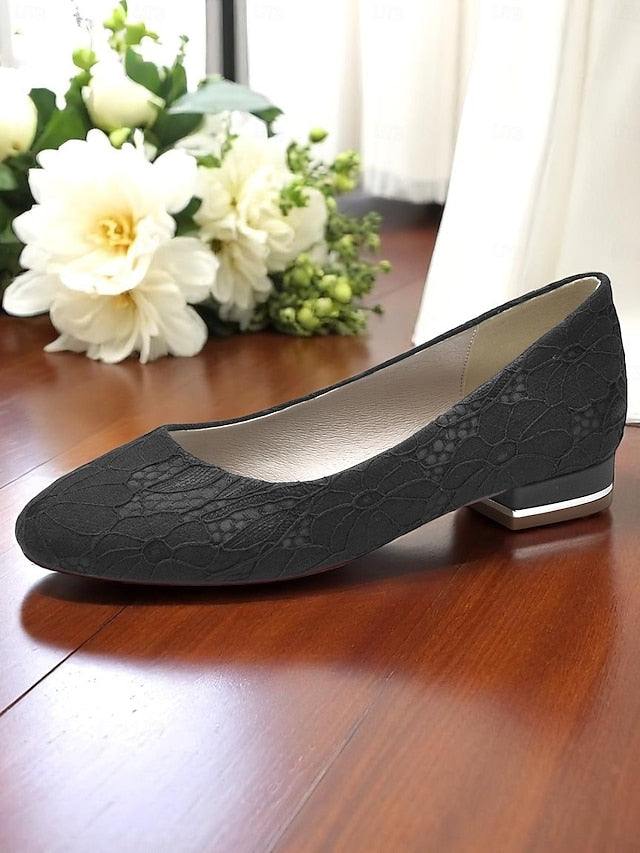 Flats Women's Wedding Lace Ivory Heel Low FashionChic