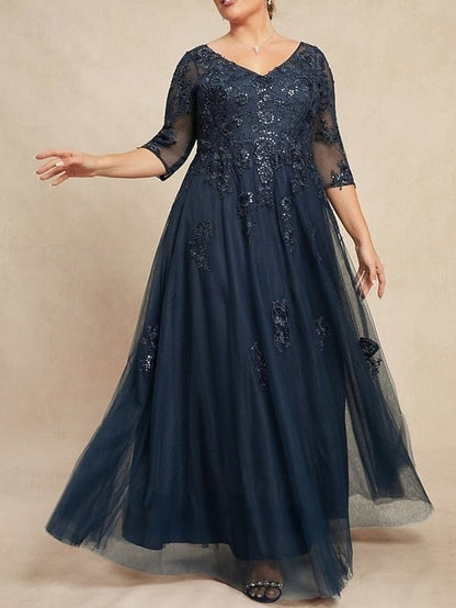 of V Mother Wedding Guest Dress A-Line the Neck Bride Elegant FashionChic