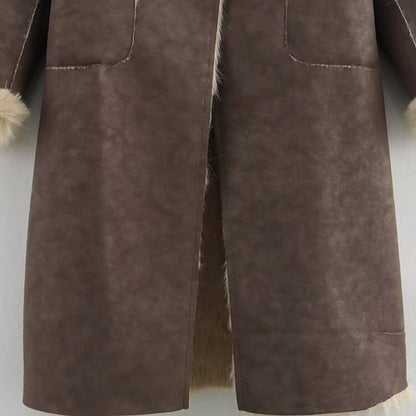 Faux Pocket Comfortable Women's Warm Buttons Coat Fur FashionChic