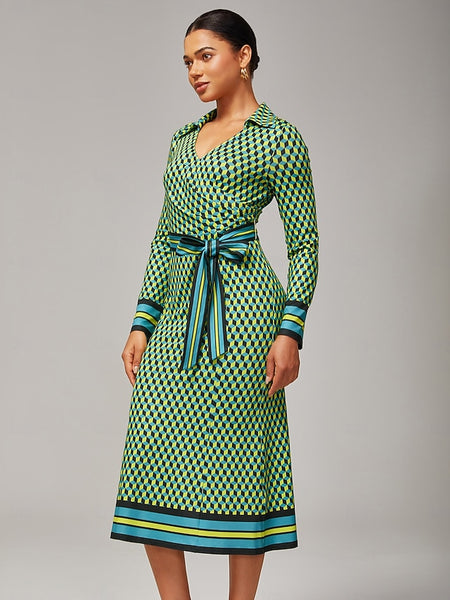 3D Geometric Stretchy Wrap Dress