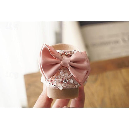 Girl Sparkly with Shoes Crystal and Bow Flower Girls' Satin FashionChic