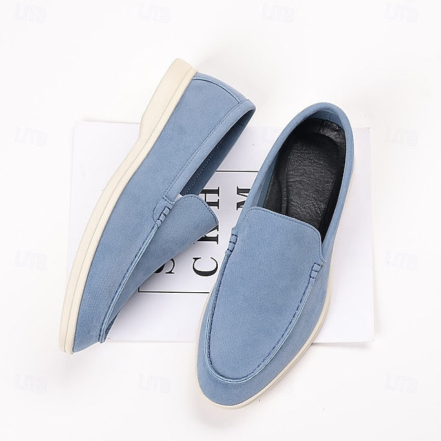 Loafers Men's Slip-On Blue Faux Light – Breathable Casual FashionChic
