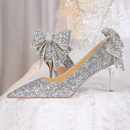 Bride Closed Wedding Pointed Shoes Bridesmaid for Toe Women FashionChic