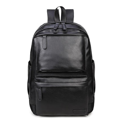 with Leather Backpack Black Faux Front Zipper Men's Pocket FashionChic
