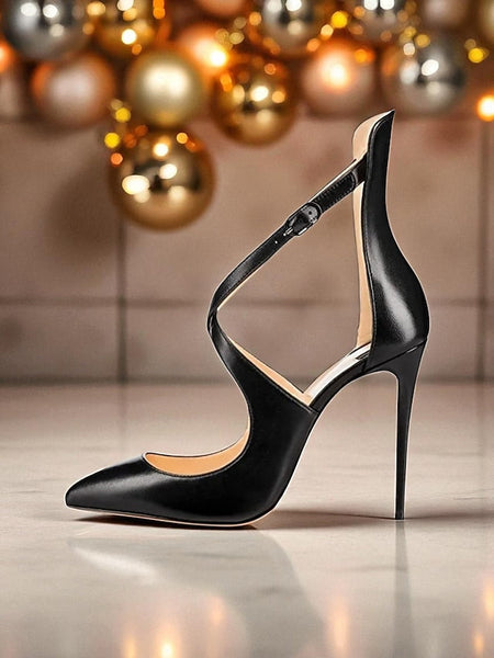 - Women's Leather Heels Purple Stiletto Strappy Patent FashionChic