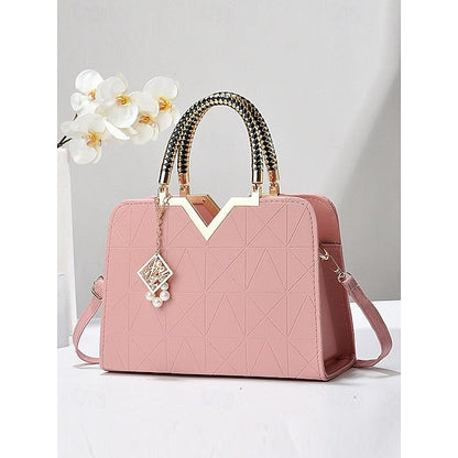Handbag Faux with Elegant – Women's Pendant Pearl Leather FashionChic