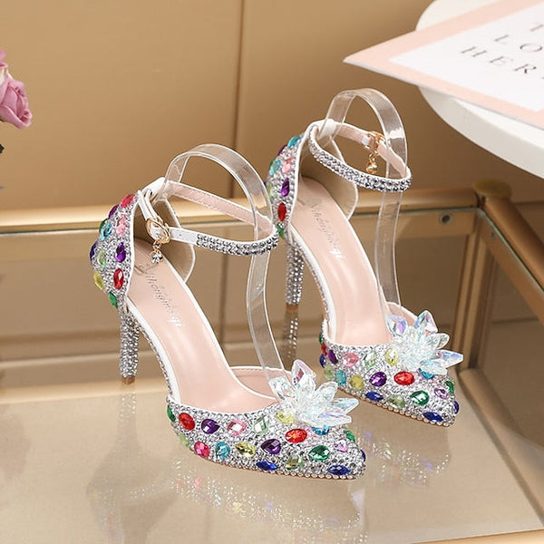Women's High Heel – Purple Rhinestone Sandals Elegant FashionChic