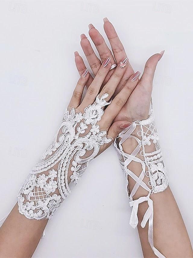 Gloves Vintage White Lace Bridal Elegant – Wedding Fingerless FashionChic