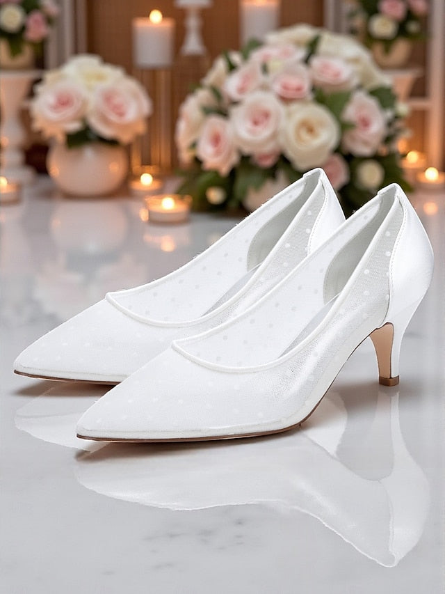 Low Dot and Mesh Wedding Polka Shoes White with Women's FashionChic